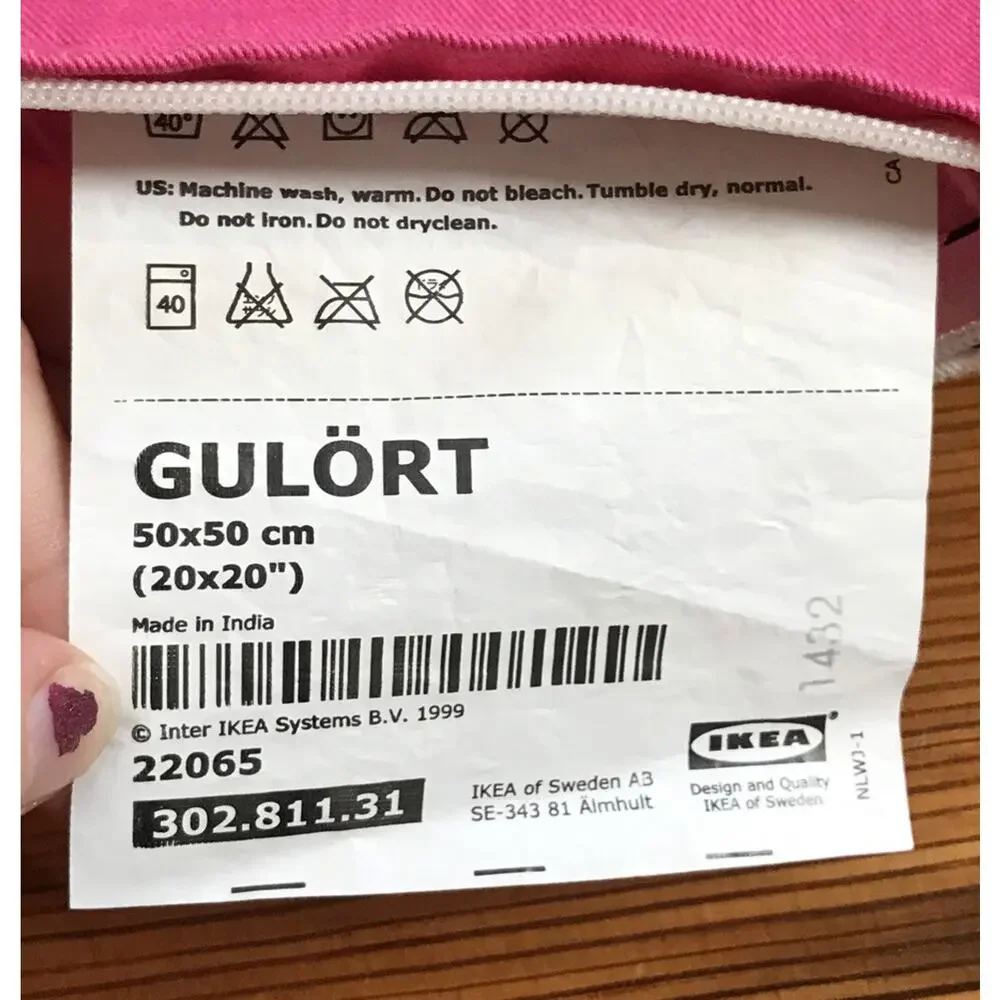 New IKEA Gulort Owls Birds Pink Black Throw Square Euro Pillow Cover 20” x 20”